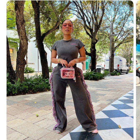 Minaa Monroe EXCLUSIVE MM FRINGE X THAT GIRL MMERCH COLLAB FRINGE PANTS - Picture 2 of 2